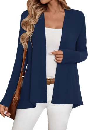 Sweet Hearts Long Sleeve Black Cardigan for Women- Lightweight Open Front Knit Sweaters Womens Kimonos Fall Duster