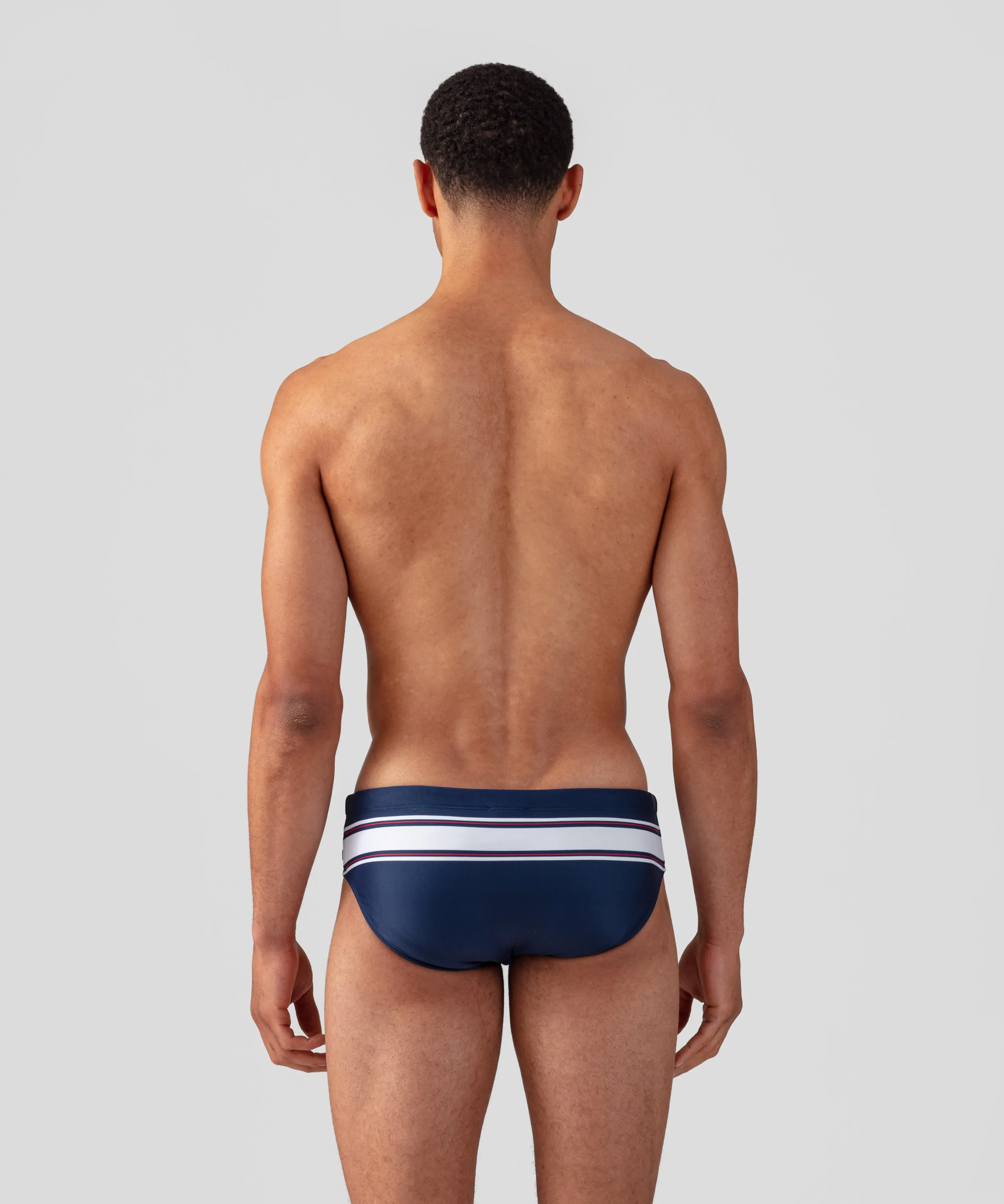 Swim Briefs Horizontal w. Stripes: Navy