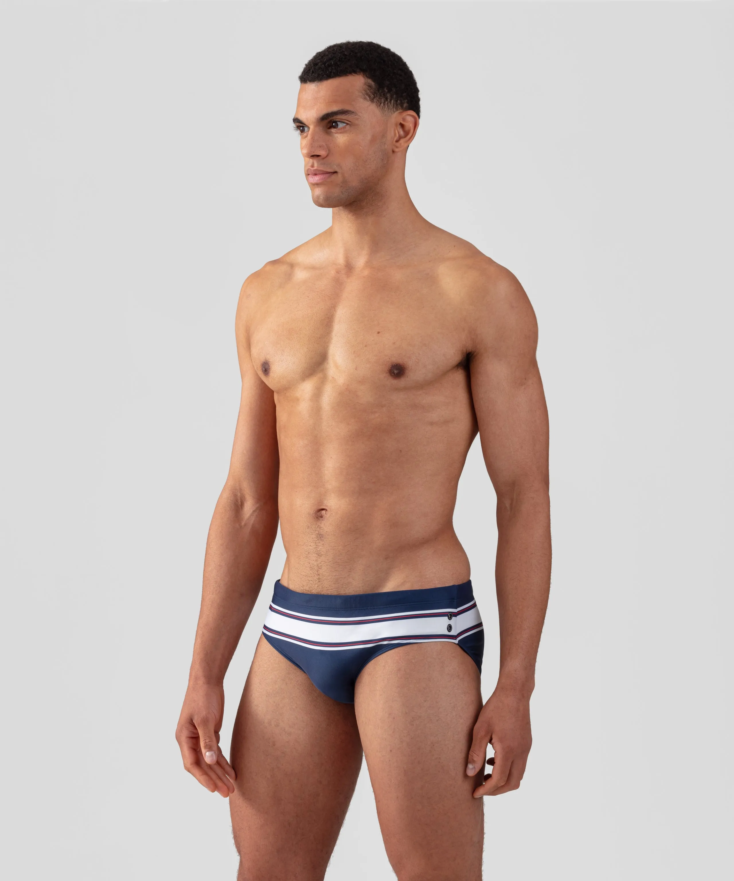 Swim Briefs Horizontal w. Stripes: Navy