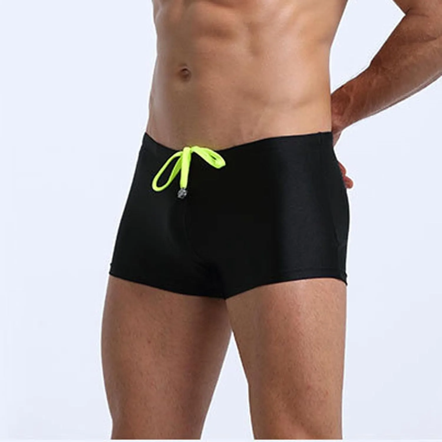 Swim Trunks Men Low Waist 80s 90s Vintage Retro Swim Briefs Drawsting Elastic Stretch Bathing Suit Stage Clubwear