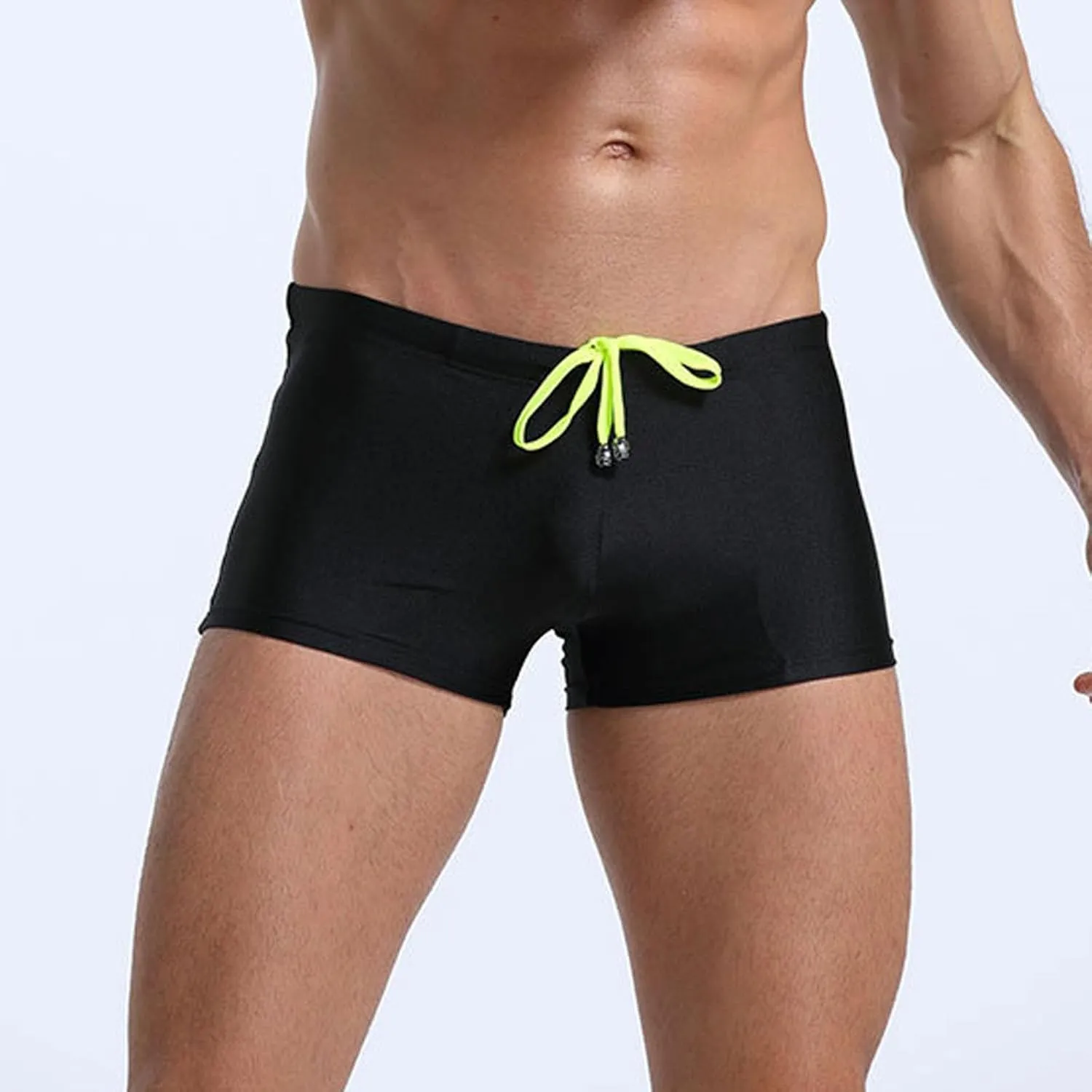 Swim Trunks Men Low Waist 80s 90s Vintage Retro Swim Briefs Drawsting Elastic Stretch Bathing Suit Stage Clubwear