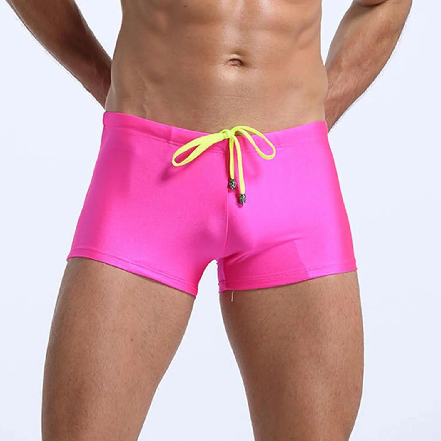 Swim Trunks Men Low Waist 80s 90s Vintage Retro Swim Briefs Drawsting Elastic Stretch Bathing Suit Stage Clubwear