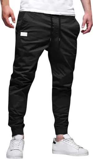Tactic Cargo Pants for Men Elastic Waisted Drawstring Slim Fit Casual Pants Lightweihgt Stretch Summer Hiking Joggers
