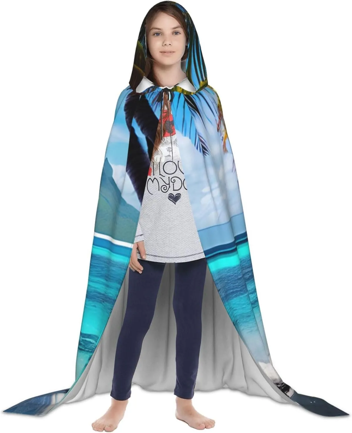 Tahiti Beach Hooded Cloak Coat Winter Warm Long Cloak Cosplay Costumes Outerwear Carnivals Hoodies Capes