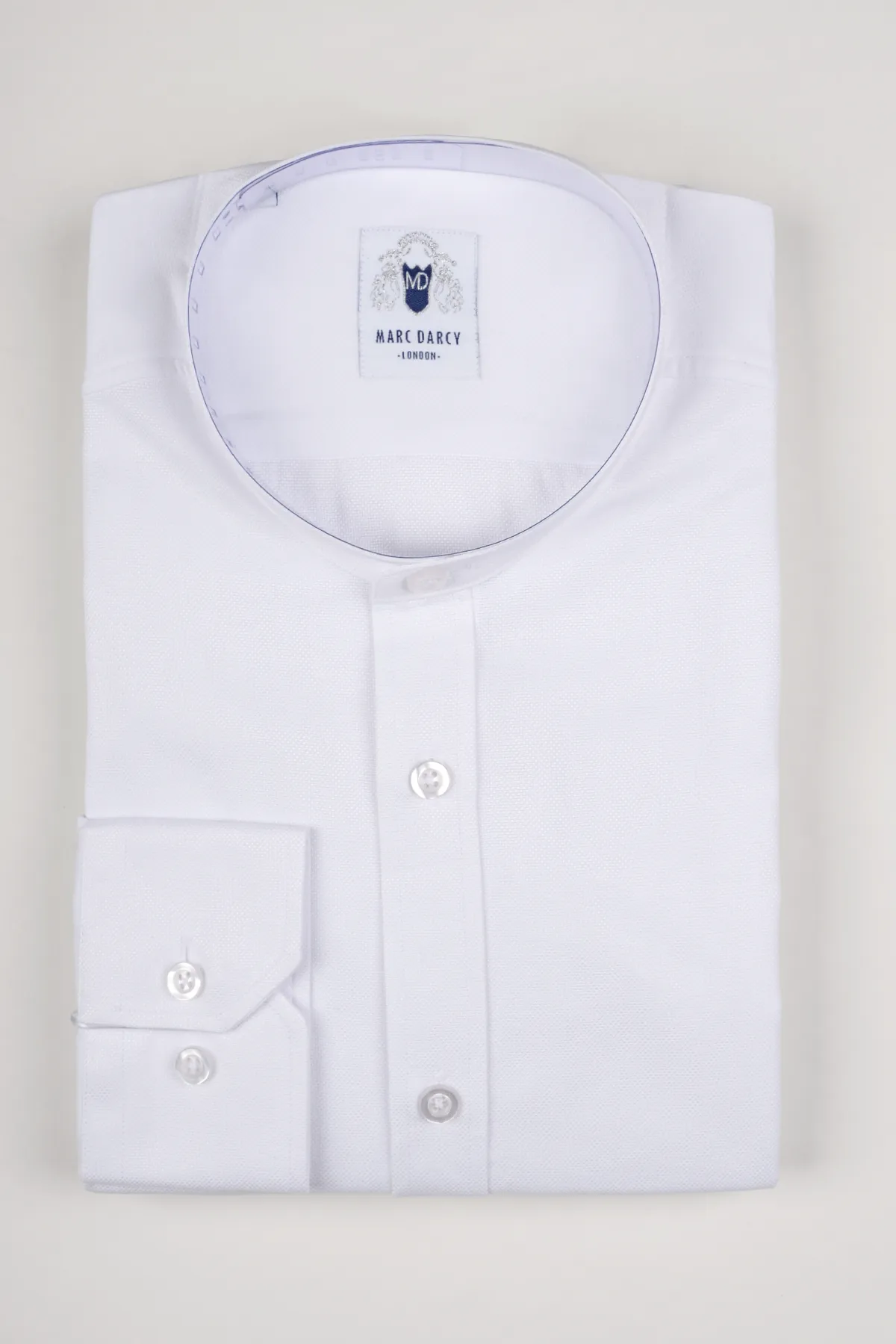 THOMAS - White Grandad Collar Shirt