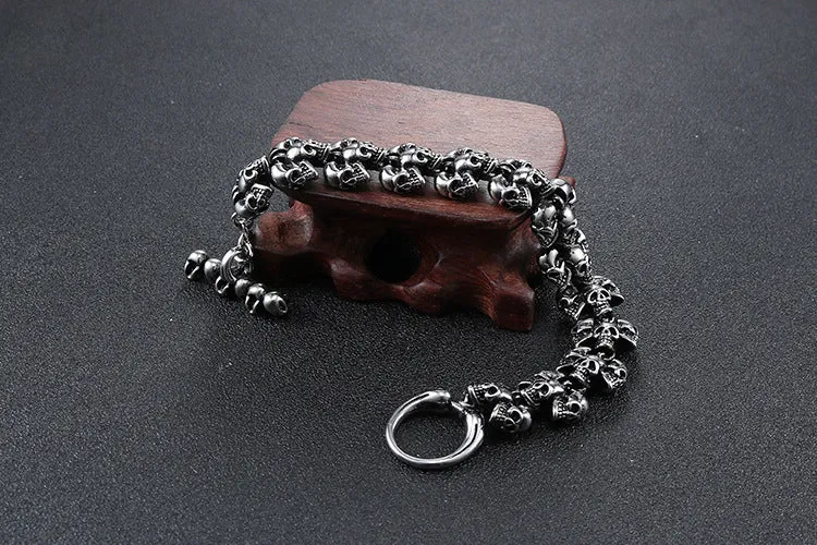 Titanium Steel Men's Skull Bracelet with Religious Totem Design