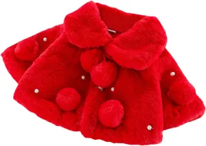 Toddler Baby Girl Winter Fur Coat Jacket Cloak Thicken Shawl Snowsuit Outerwear Clothes