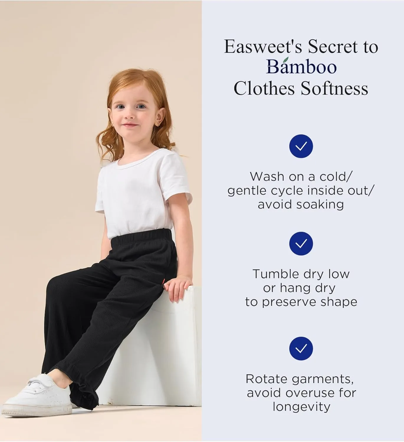 Toddler Girl Pants Soft Bamboo Viscose Casual Ruffle Wide Leg Trousers for Kids with Pockets