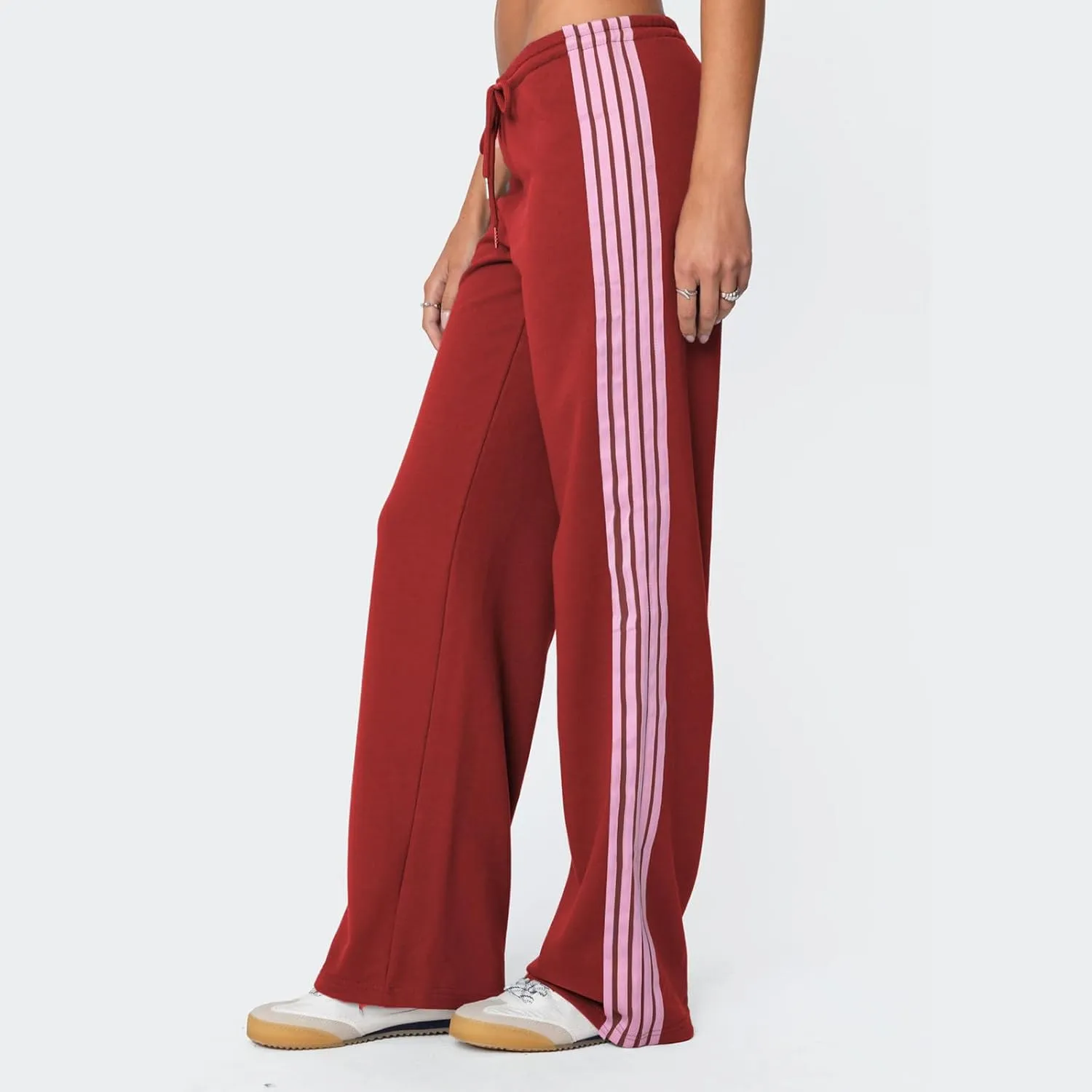 Track Pants Women Baggy Pants Drawstring Waist Striped Wide Leg Cargo Trousers Loose Parachute Y2k Sweatpants