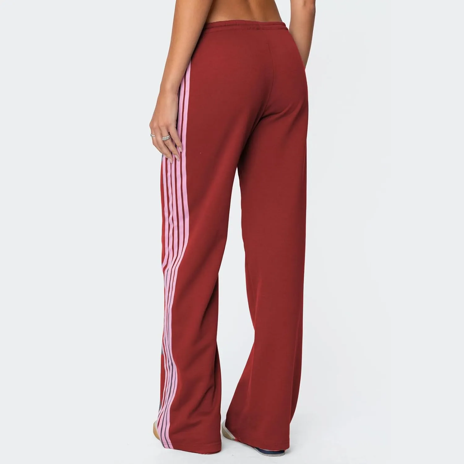 Track Pants Women Baggy Pants Drawstring Waist Striped Wide Leg Cargo Trousers Loose Parachute Y2k Sweatpants