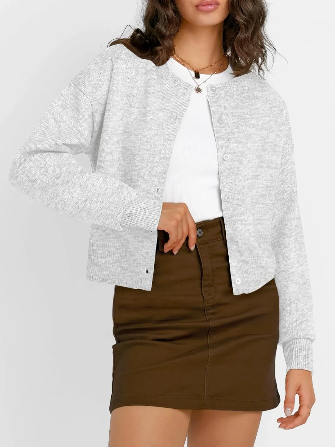 Trendy Queen Cropped Cardigan Sweaters for Women Lightweight Crop Cotton Knit Y2k Fall Outfits Fashion Clothes 2025