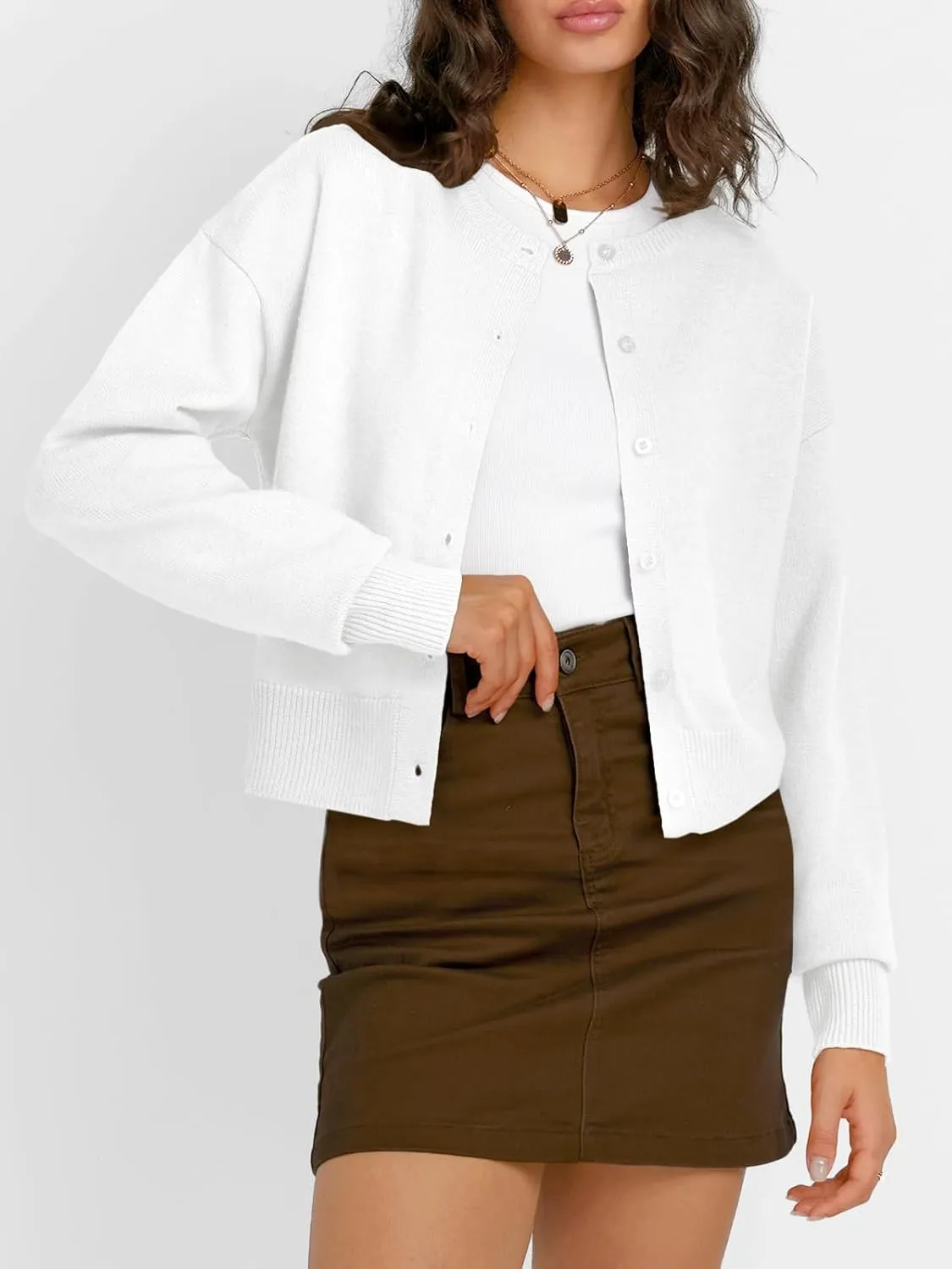 Trendy Queen Cropped Cardigan Sweaters for Women Lightweight Crop Cotton Knit Y2k Fall Outfits Fashion Clothes 2025