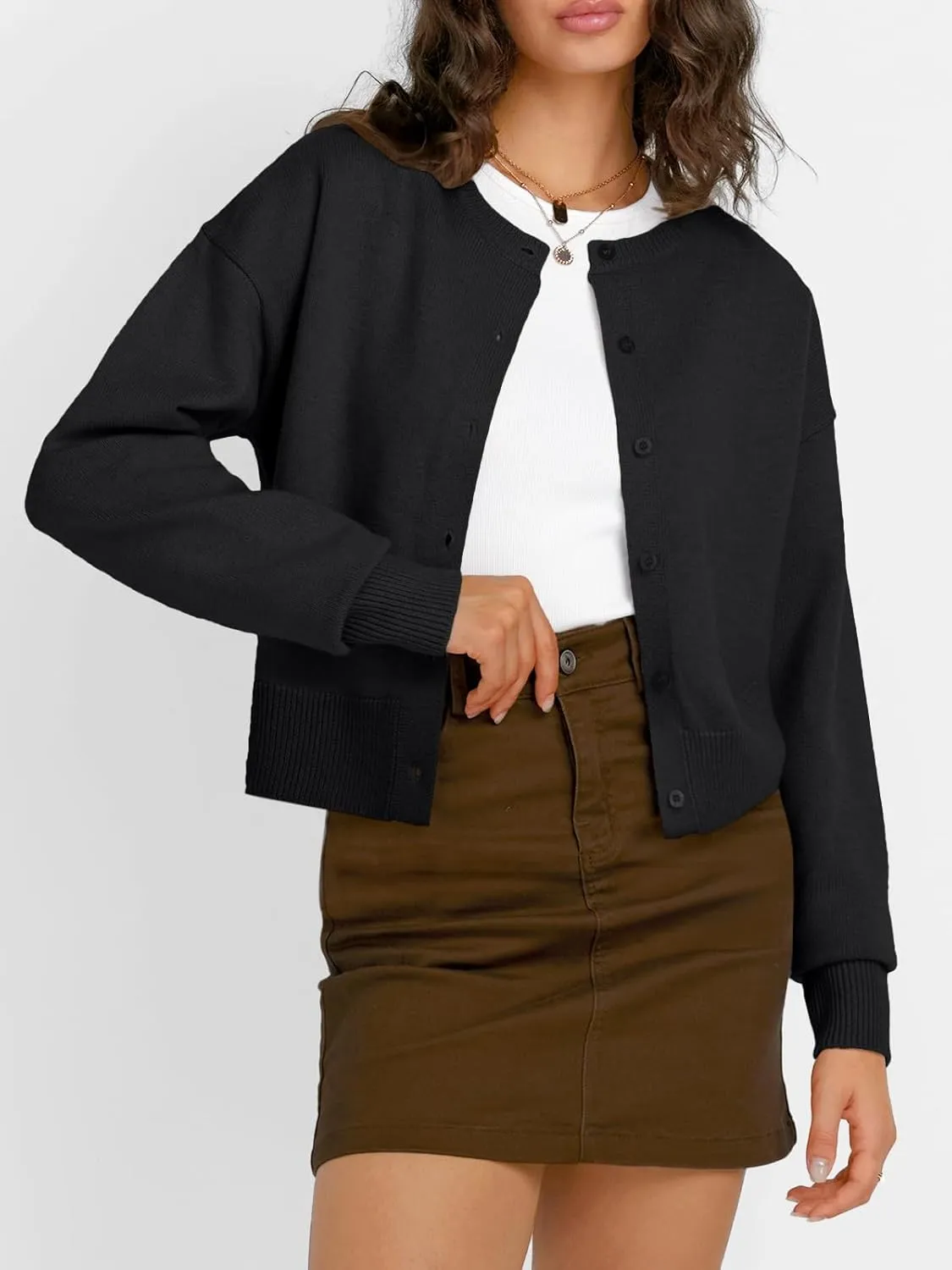 Trendy Queen Cropped Cardigan Sweaters for Women Lightweight Crop Cotton Knit Y2k Fall Outfits Fashion Clothes 2025
