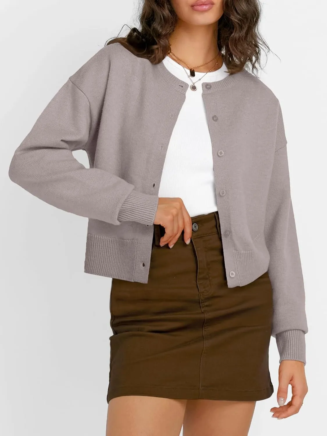 Trendy Queen Cropped Cardigan Sweaters for Women Lightweight Crop Cotton Knit Y2k Fall Outfits Fashion Clothes 2025