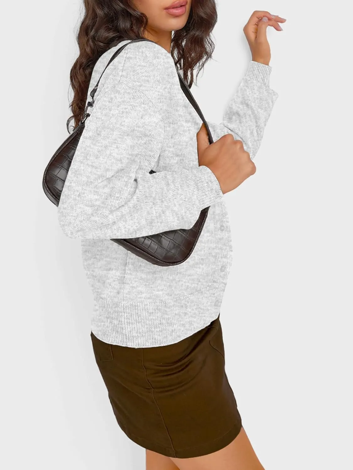 Trendy Queen Cropped Cardigan Sweaters for Women Lightweight Crop Cotton Knit Y2k Fall Outfits Fashion Clothes 2025