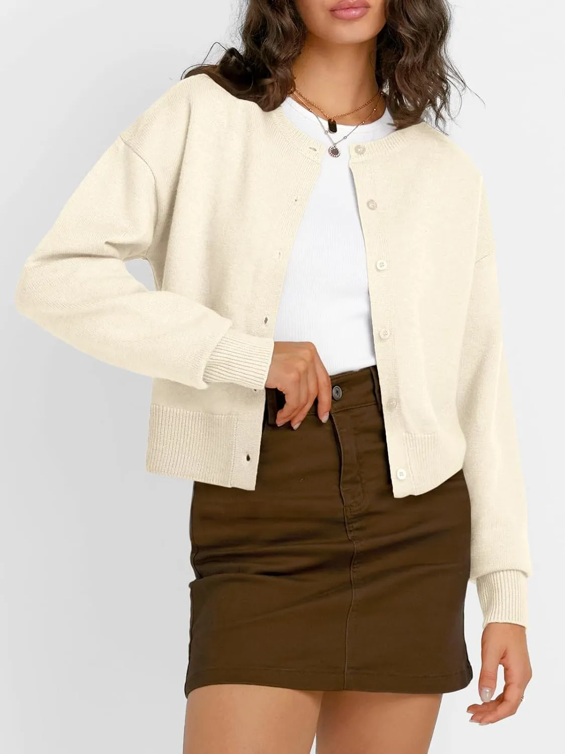 Trendy Queen Cropped Cardigan Sweaters for Women Lightweight Crop Cotton Knit Y2k Fall Outfits Fashion Clothes 2025