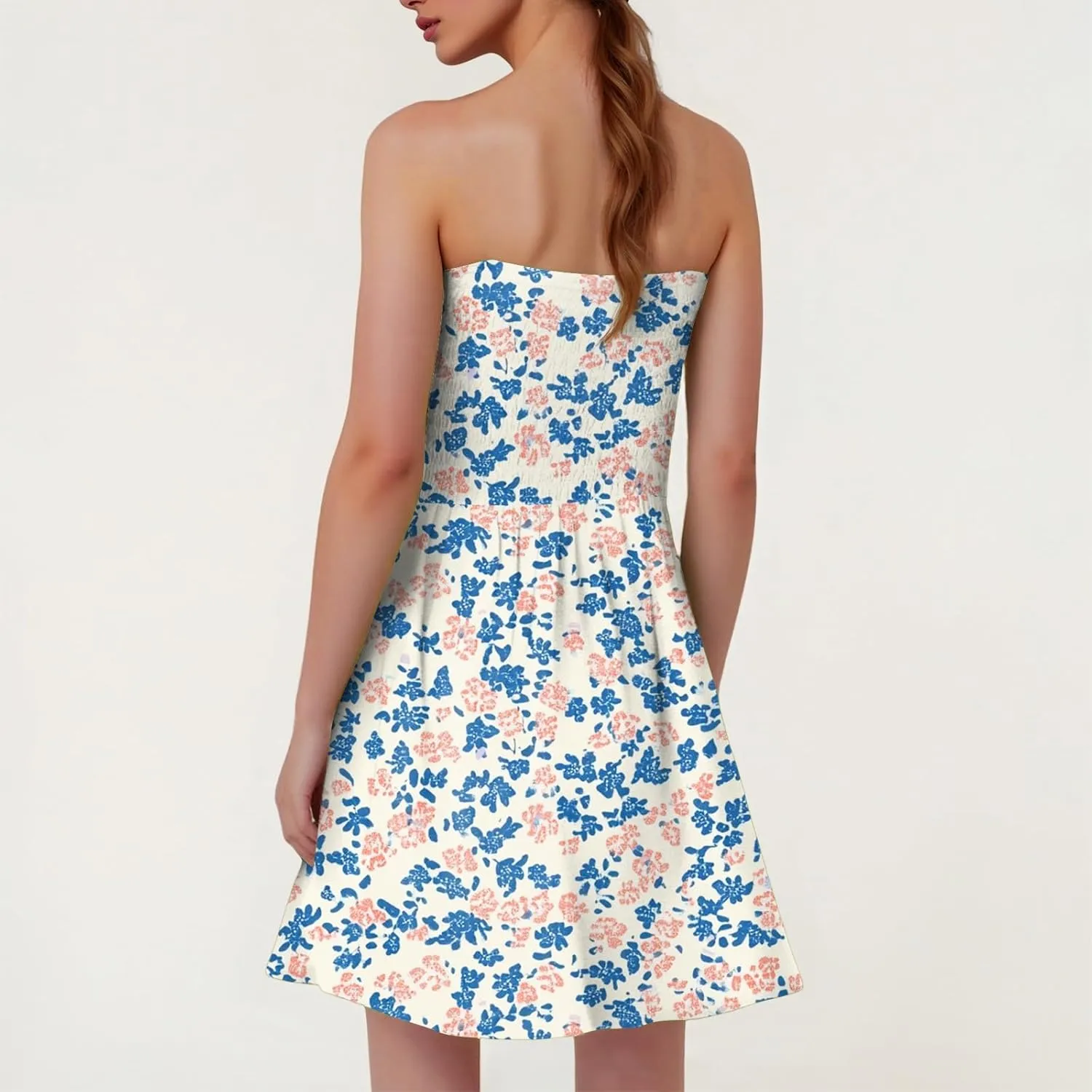 Tube Top Dress-Summer Strapless Dress Beach Vacation Floral Sundresses