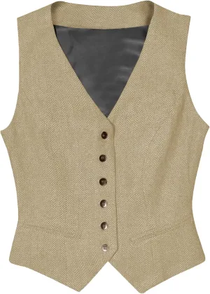 Tuikayoo Womens Herringbone tweed Sleeveless Slim Fit Button Down Top V Neck Outerwear Waistcoat Vest