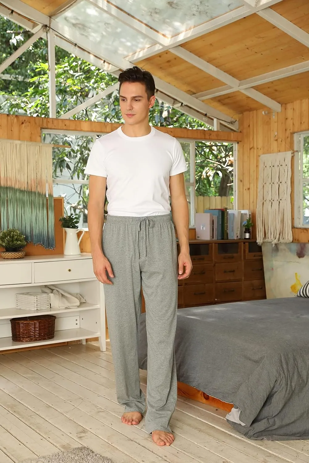 U2SKIIN Mens 100% Cotton Pajama Pants, Lightweight Soft Lounge Pant with Pockets Sleep Pj Bottoms for Men