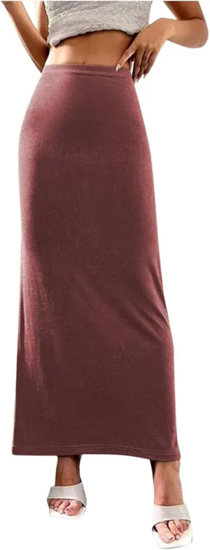 Velour for Ladies Fall Winter Maxi Long Midi Knee Length Loose Fit Pencil Basic Skirt Women 2025 Fashion Y2K