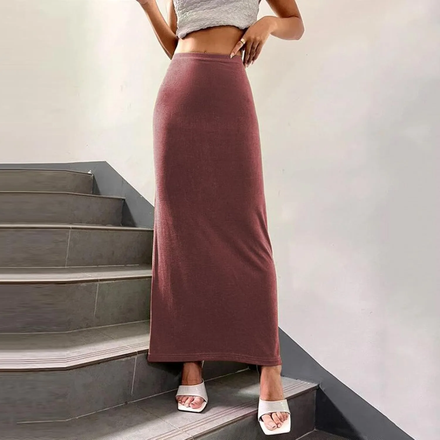 Velour for Ladies Fall Winter Maxi Long Midi Knee Length Loose Fit Pencil Basic Skirt Women 2025 Fashion Y2K
