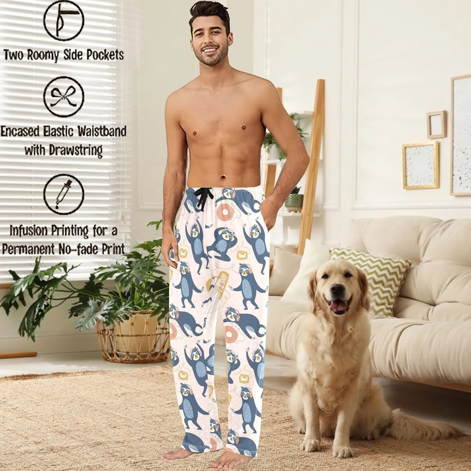 visesunny Men's Pajama Pants 100% Cotton Lounge Soft Warm Sleepwear Pants PJ Bottoms Drawstring and Pockets