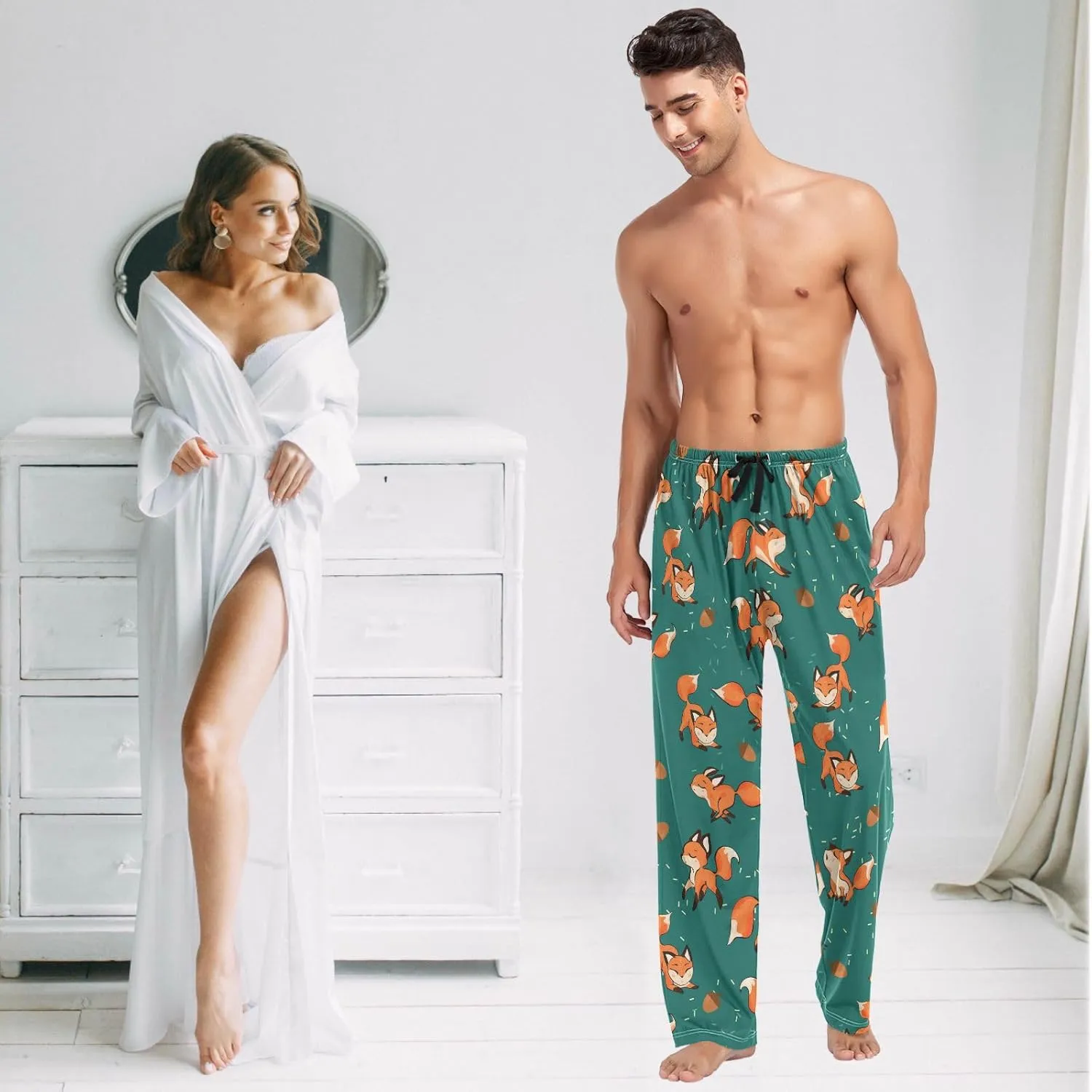 visesunny Men's Pajama Pants 100% Cotton Lounge Soft Warm Sleepwear Pants PJ Bottoms Drawstring and Pockets
