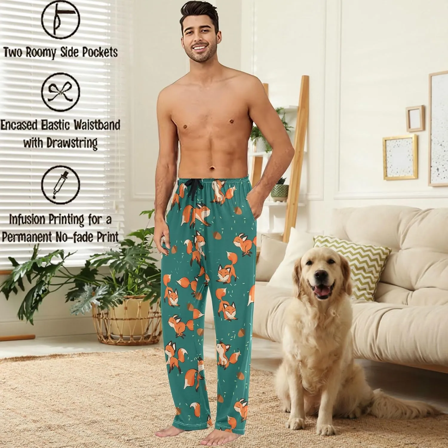 visesunny Men's Pajama Pants 100% Cotton Lounge Soft Warm Sleepwear Pants PJ Bottoms Drawstring and Pockets