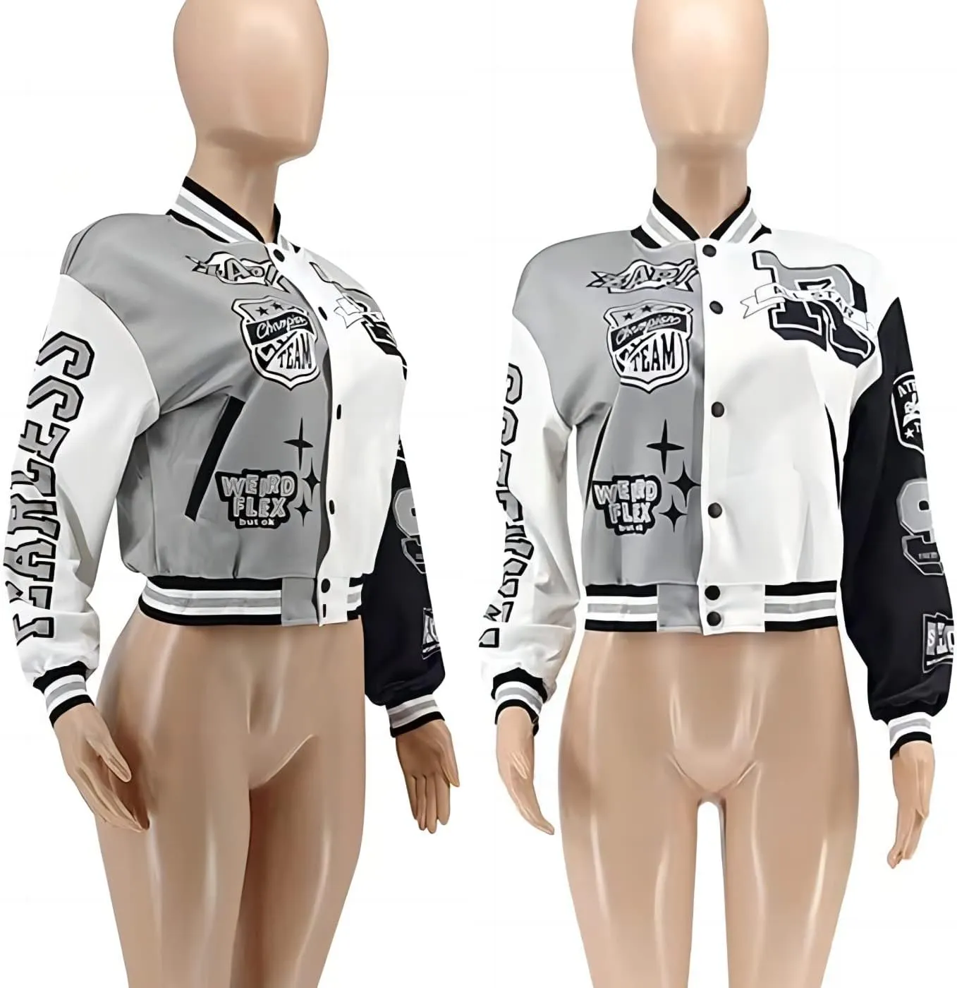 VOIKERDR Button Down Shirts for Women Outerwear Windbreaker Varsity Jacket for Women Fall Lightweight Jacket 2024