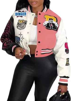 VOIKERDR Button Down Shirts for Women Outerwear Windbreaker Varsity Jacket for Women Fall Lightweight Jacket 2024