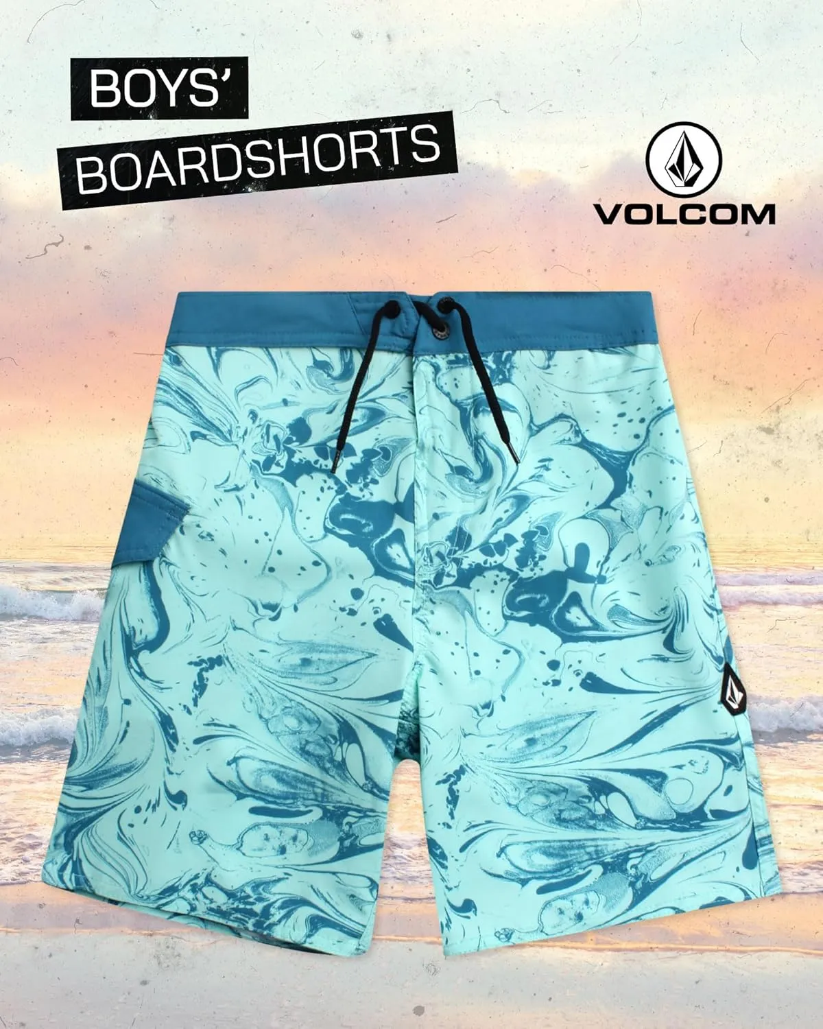 Volcom Boys Board Shorts - UPF 50  Quick Dry Boys Swim Trunks with Pockets - Kids' Swimwear Swim Shorts (Sizes: 8-16)