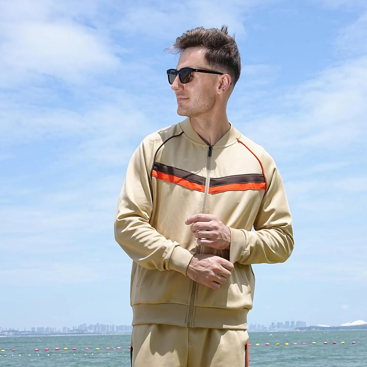 W JIANWANG Men's Casual Tracksuits Long Sleeve Jogging Suits Sweatsuit Sets Track Jackets and Pants 2 Piece Outfit