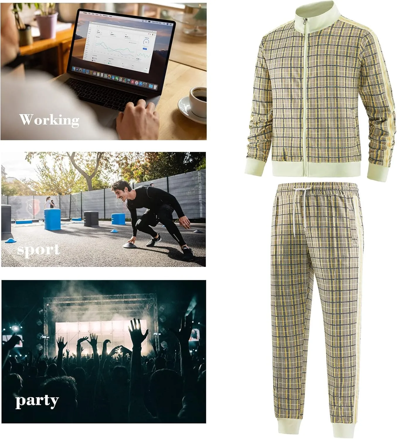 W JIANWANG Men's Casual Tracksuits Long Sleeve Jogging Suits Sweatsuit Sets Track Jackets and Pants 2 Piece Outfit