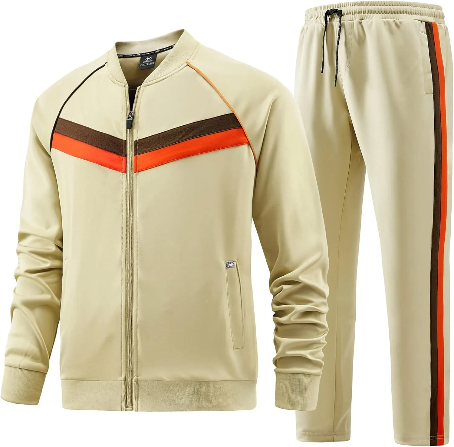W JIANWANG Men's Casual Tracksuits Long Sleeve Jogging Suits Sweatsuit Sets Track Jackets and Pants 2 Piece Outfit