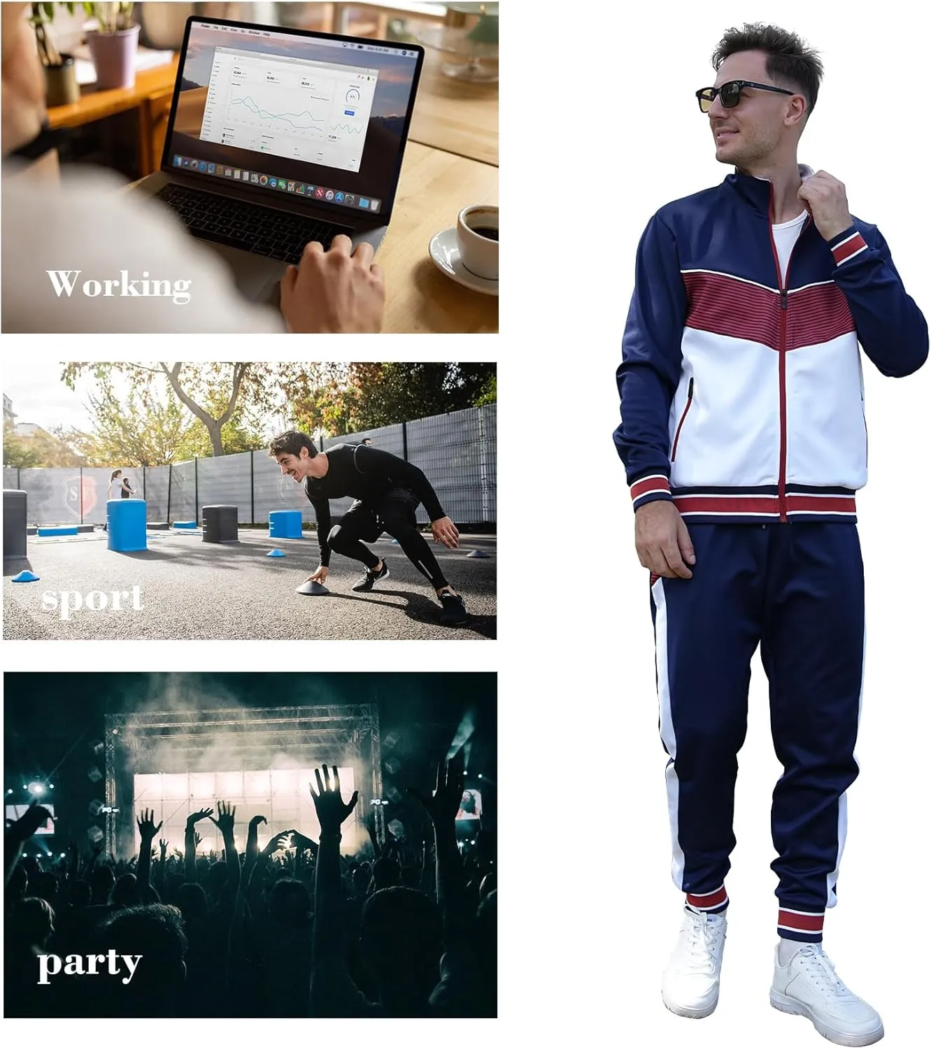 W JIANWANG Men's Casual Tracksuits Long Sleeve Jogging Suits Sweatsuit Sets Track Jackets and Pants 2 Piece Outfit