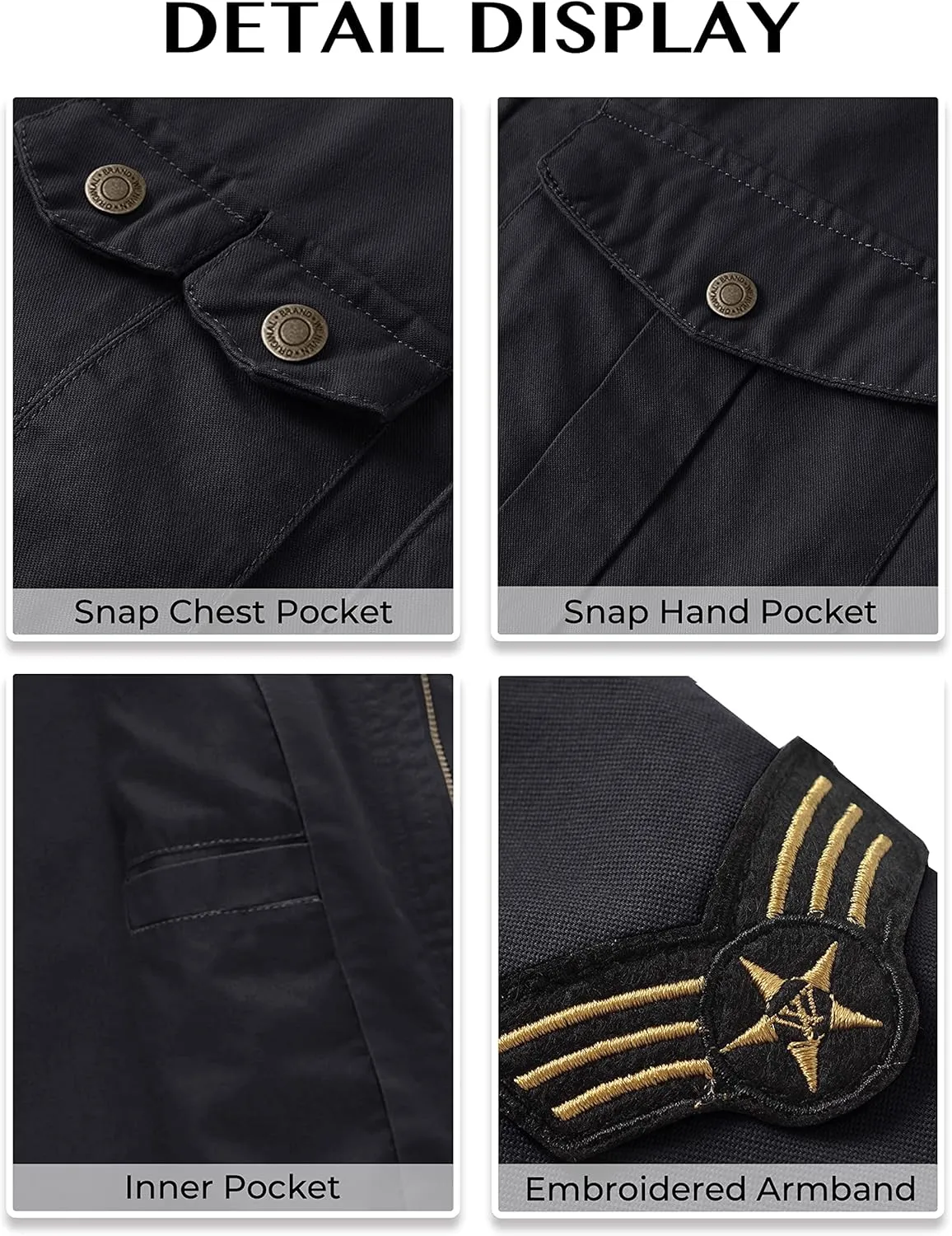 WenVen Men's Casual Canvas Cotton Jacket Hooded Military Utility Jacket