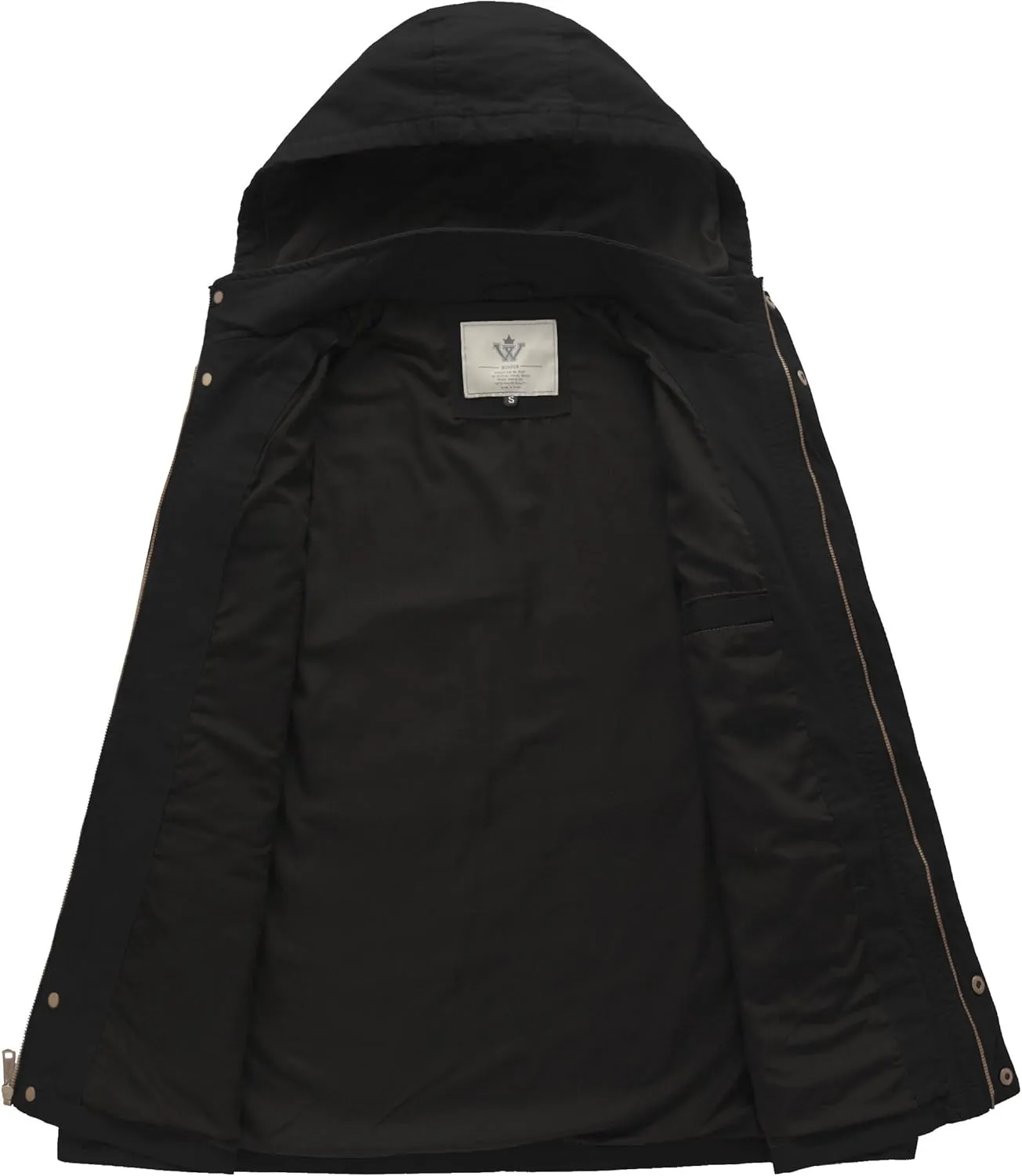 WenVen Men's Casual Canvas Cotton Jacket Hooded Military Utility Jacket
