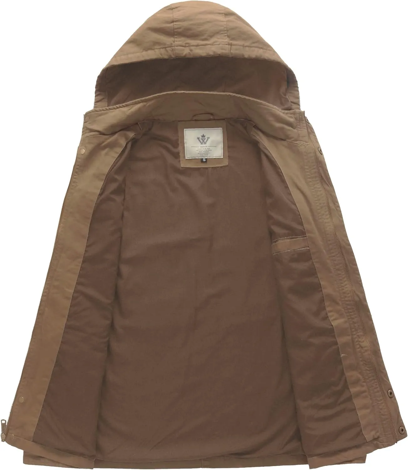 WenVen Men's Casual Canvas Cotton Jacket Hooded Military Utility Jacket