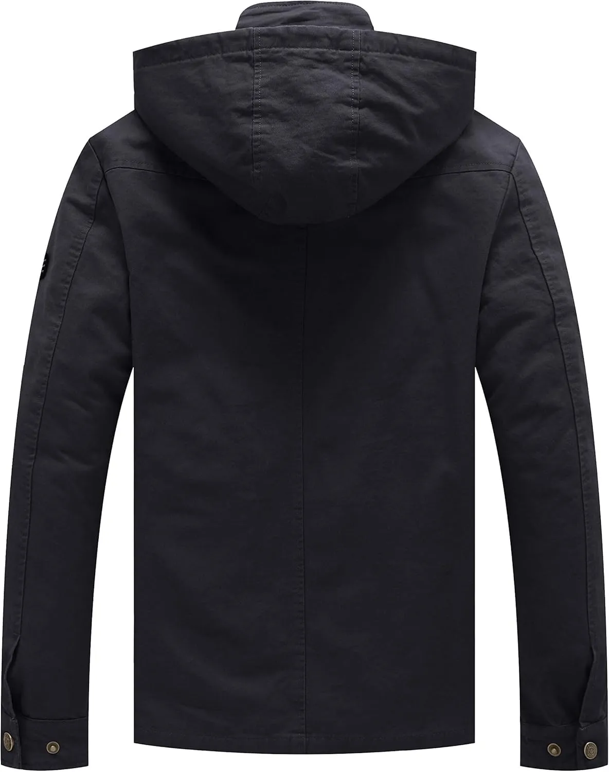 WenVen Men's Casual Canvas Cotton Jacket Hooded Military Utility Jacket
