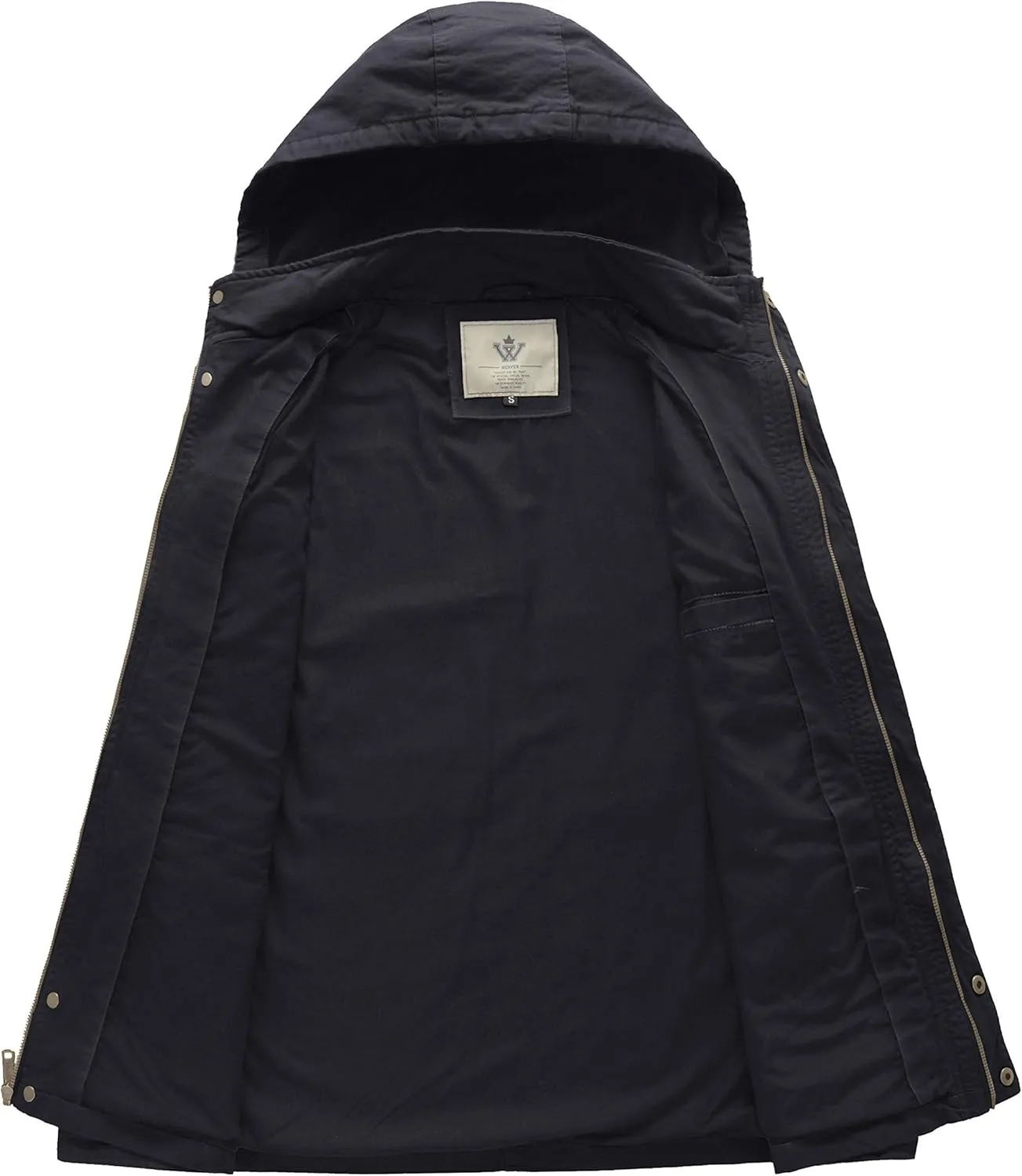 WenVen Men's Casual Canvas Cotton Jacket Hooded Military Utility Jacket