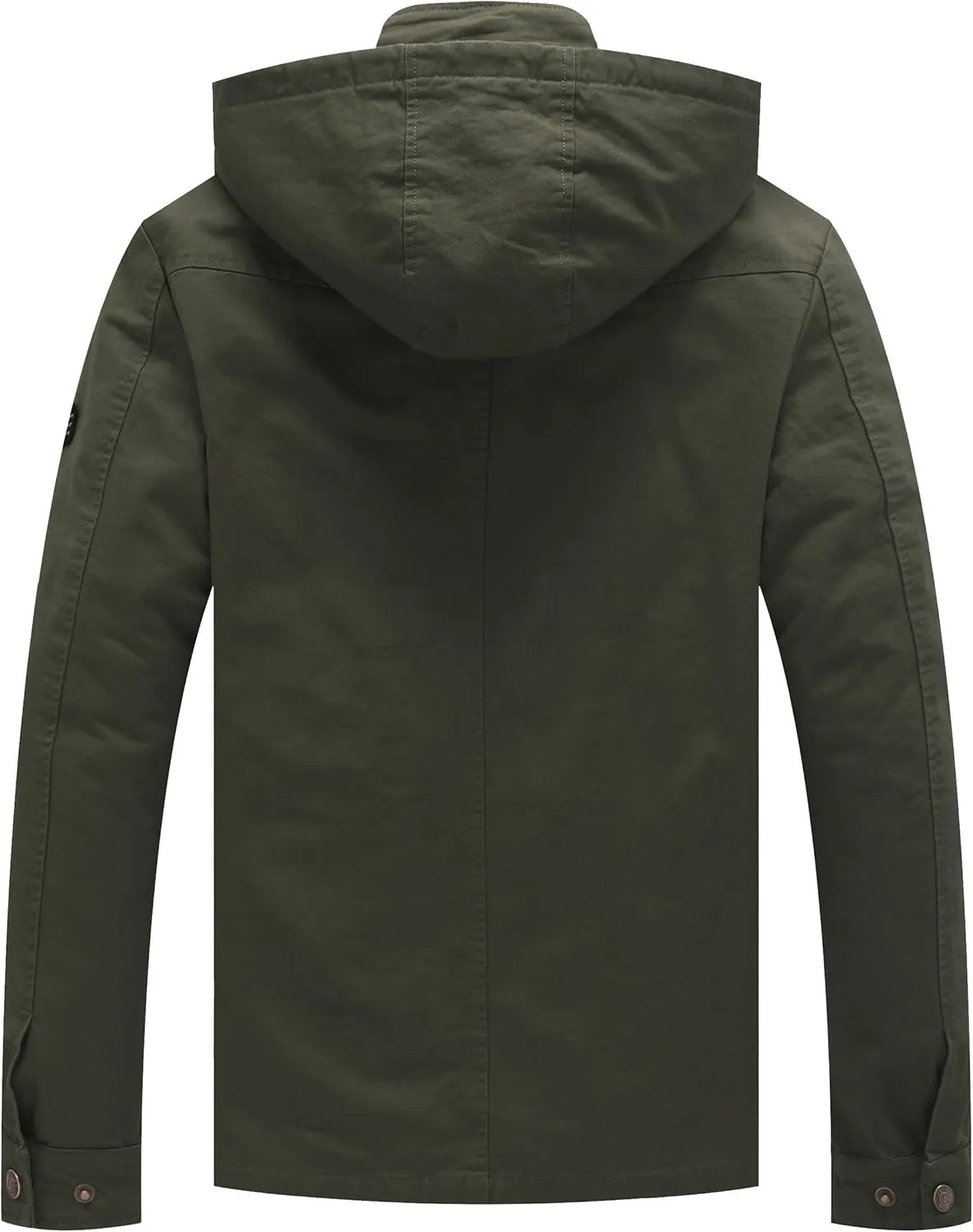 WenVen Men's Casual Canvas Cotton Jacket Hooded Military Utility Jacket