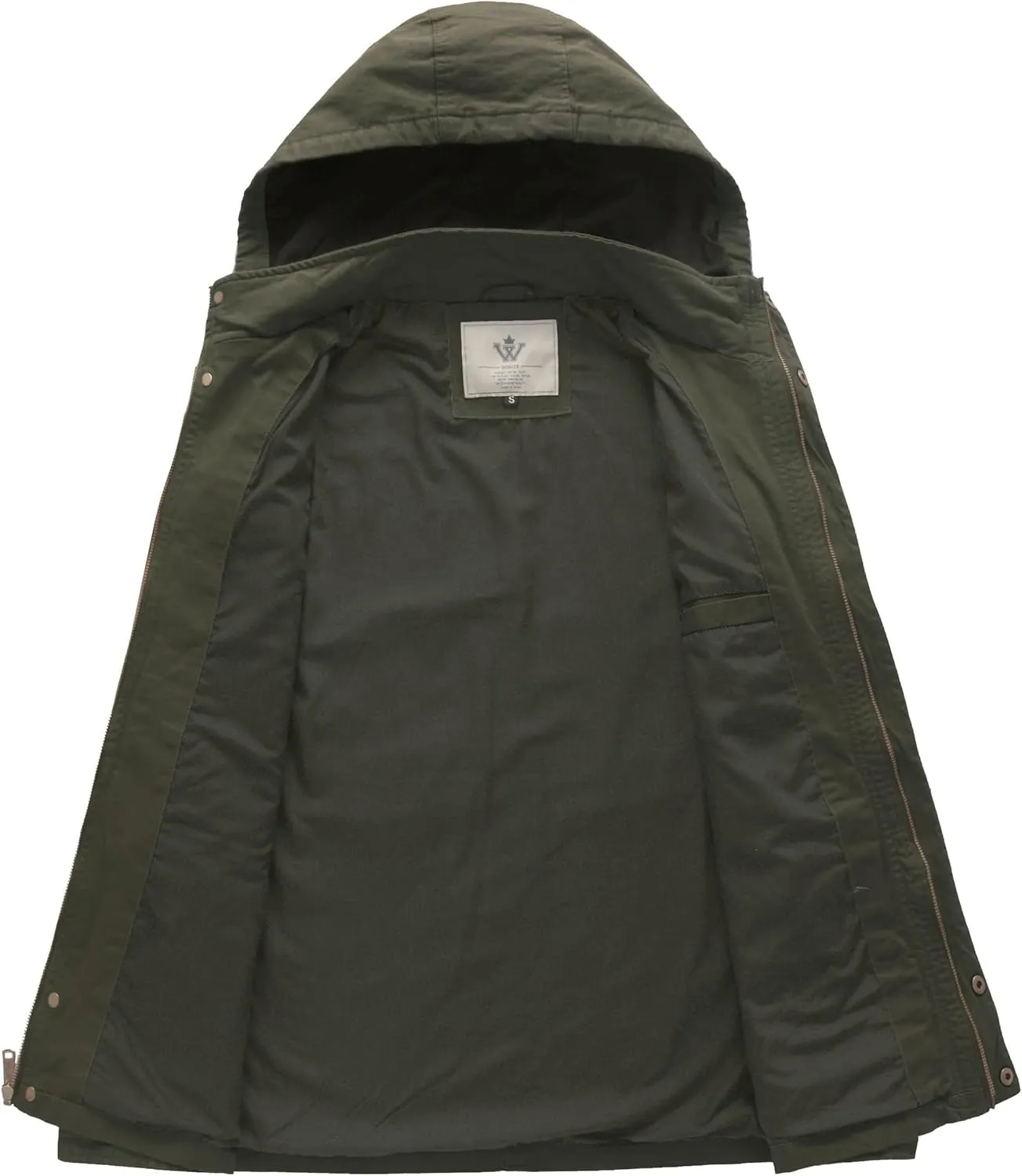 WenVen Men's Casual Canvas Cotton Jacket Hooded Military Utility Jacket