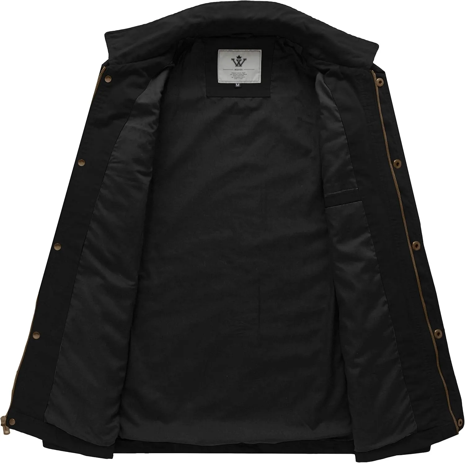 WenVen Men's Casual Canvas Cotton Military Lapel Jacket