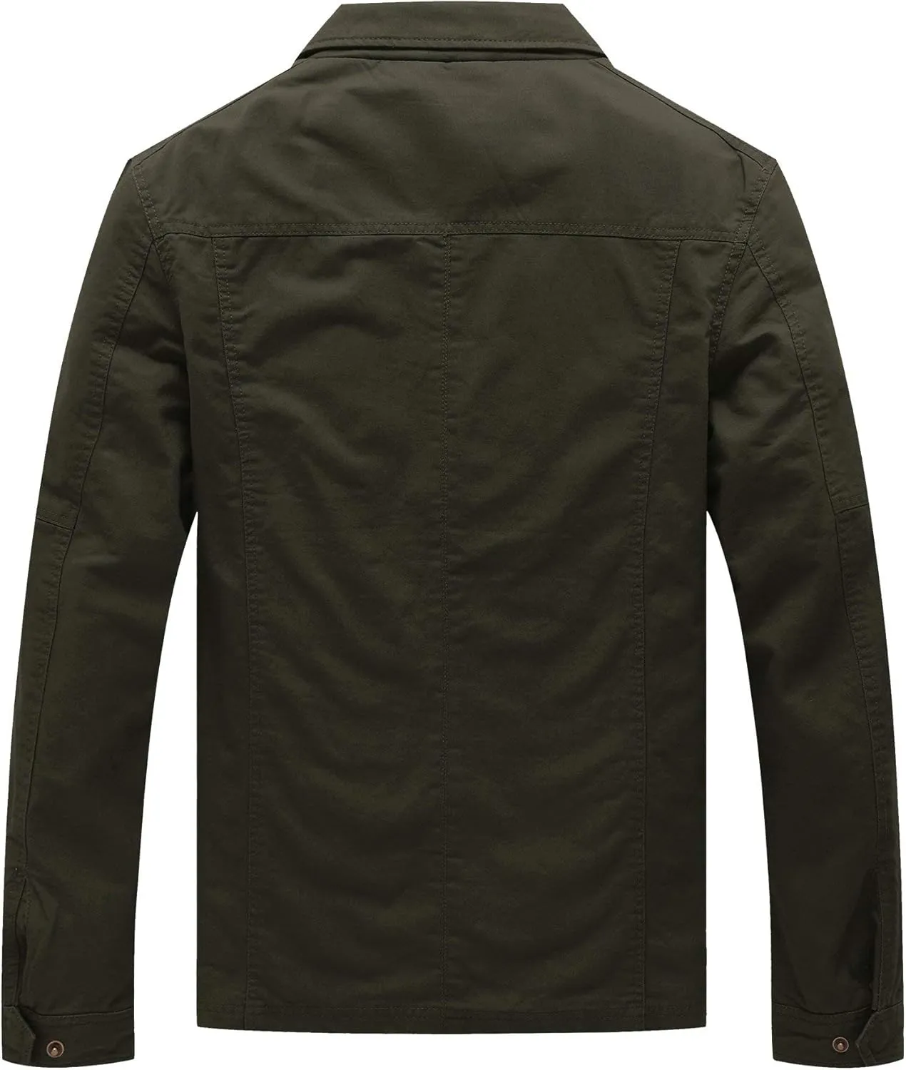 WenVen Men's Casual Canvas Cotton Military Lapel Jacket