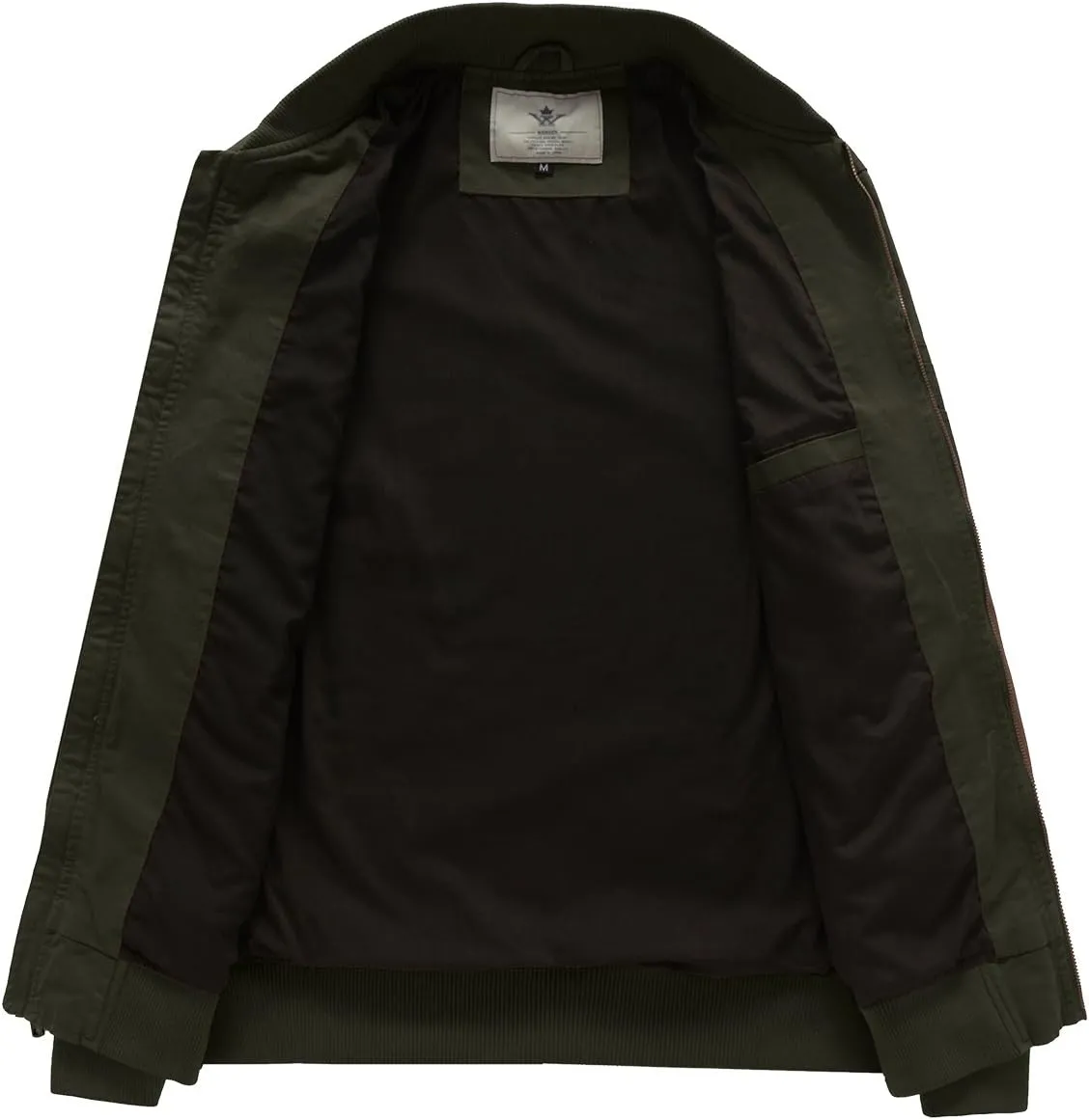 WenVen Men's Lightweight Cotton Flight Bomber Jacket Casual Military Windbreaker