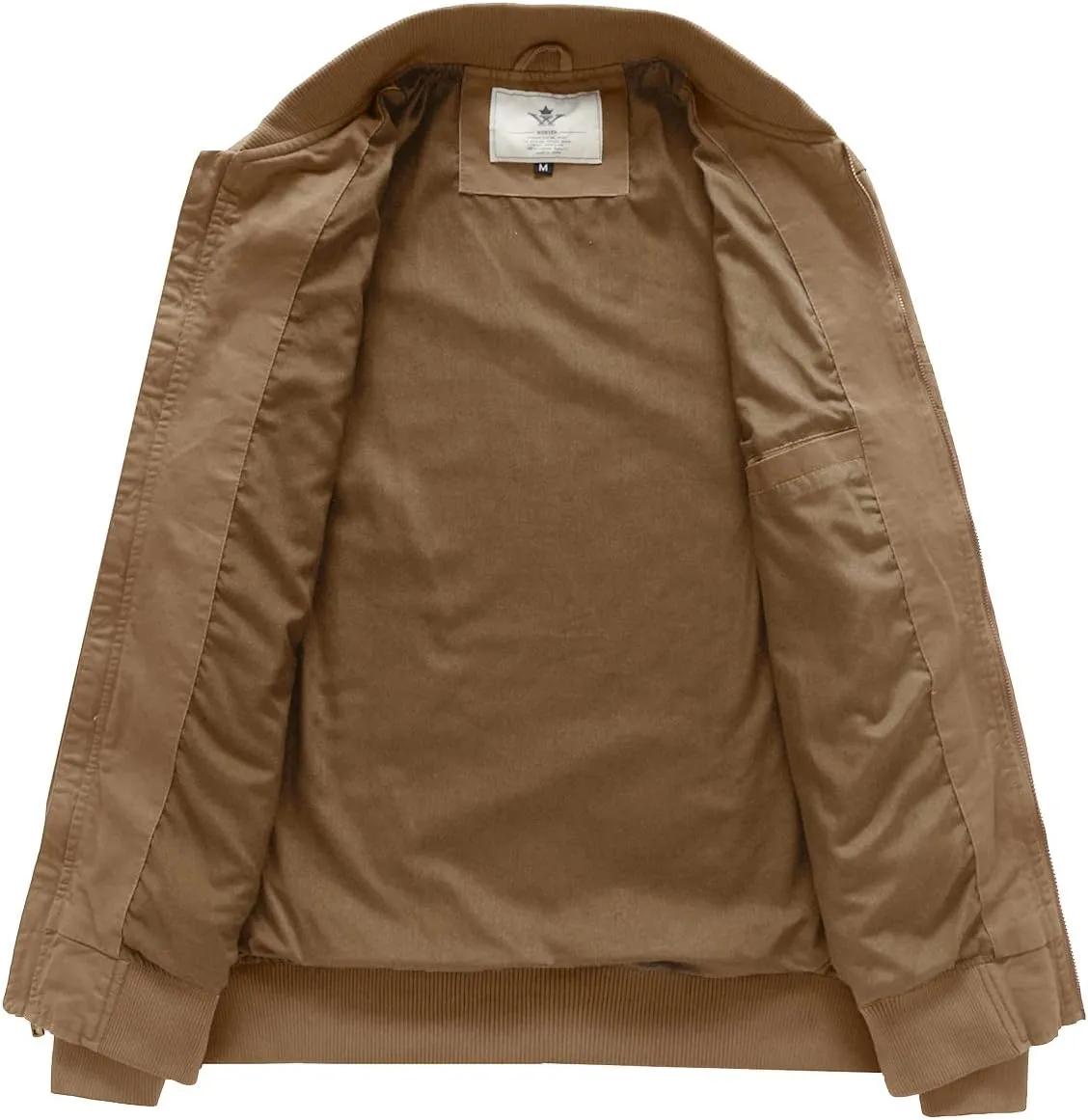 WenVen Men's Lightweight Cotton Flight Bomber Jacket Casual Military Windbreaker