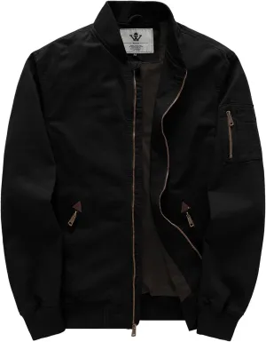 WenVen Men's Lightweight Cotton Flight Bomber Jacket Casual Military Windbreaker