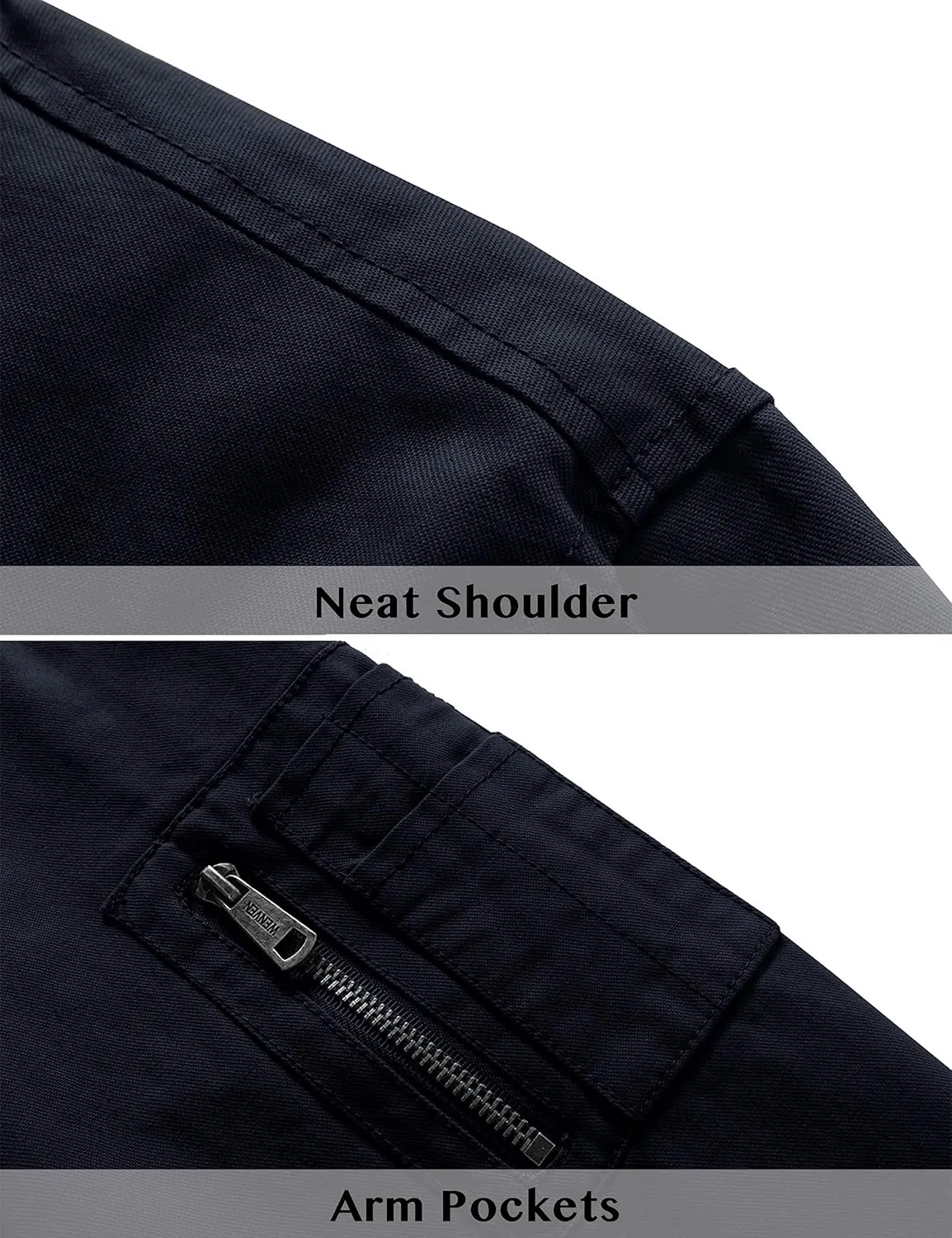 WenVen Men's Lightweight Cotton Flight Bomber Jacket Casual Military Windbreaker