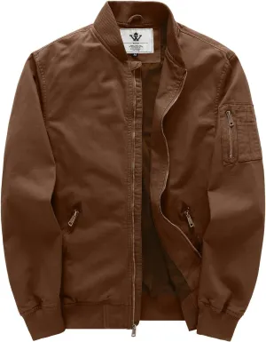 WenVen Men's Lightweight Cotton Flight Bomber Jacket Casual Military Windbreaker