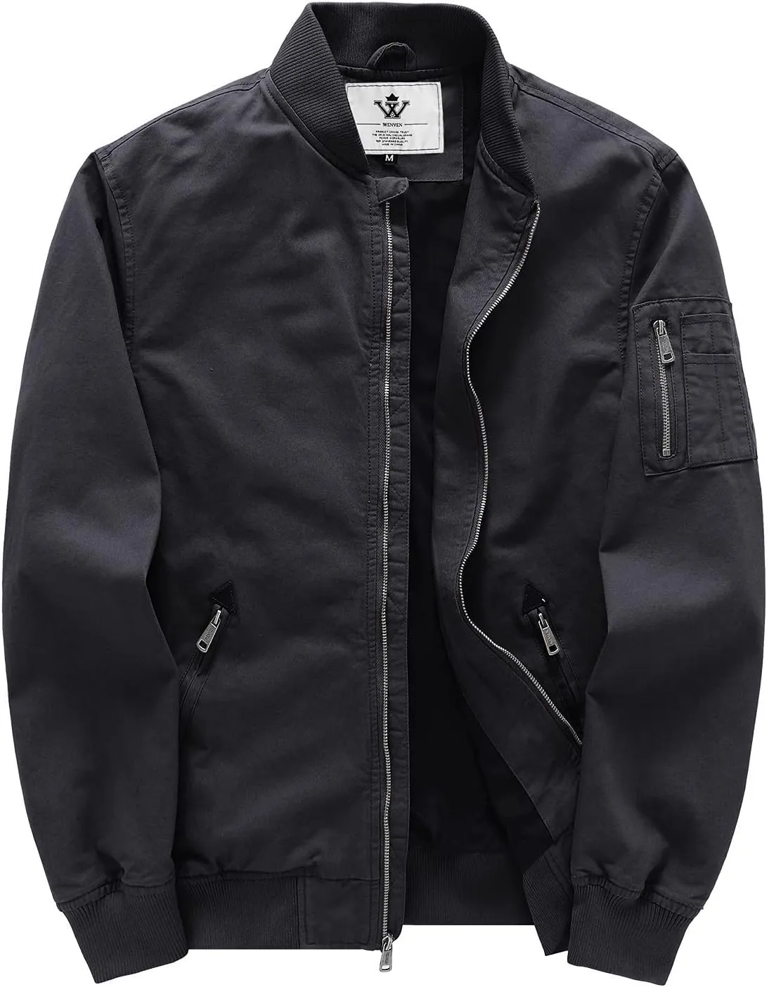 WenVen Men's Lightweight Cotton Flight Bomber Jacket Casual Military Windbreaker